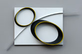 Duo 2 - 2002<br><span>Acrylique sur matière plastique et bois; baguette en aluminium anodisé, 35 x 45 x 6 cm, 76,5 cm d'envergure</span>